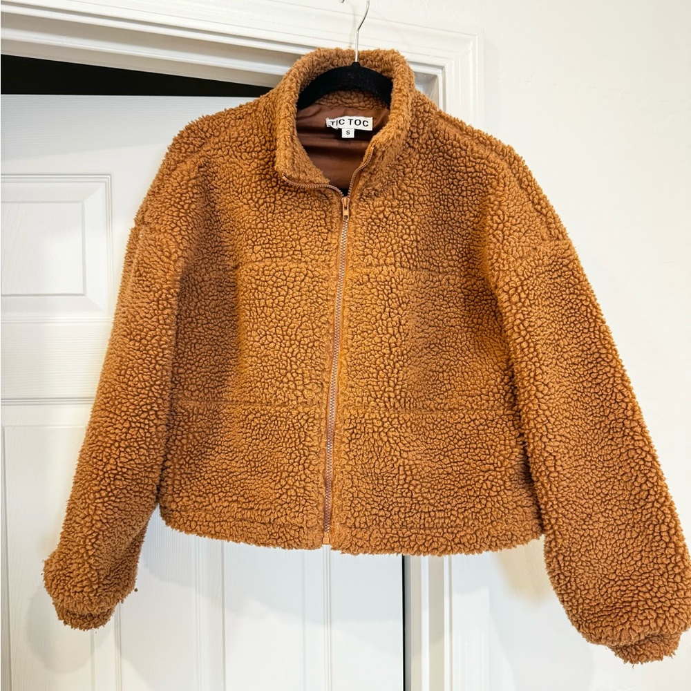 Womens Tic Toc Brown Teddy jacket Sherpa size small